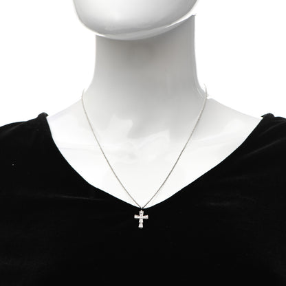 Bulgari 18K White Gold Diamond Croce Cross Pendant Necklace 2 of 7
