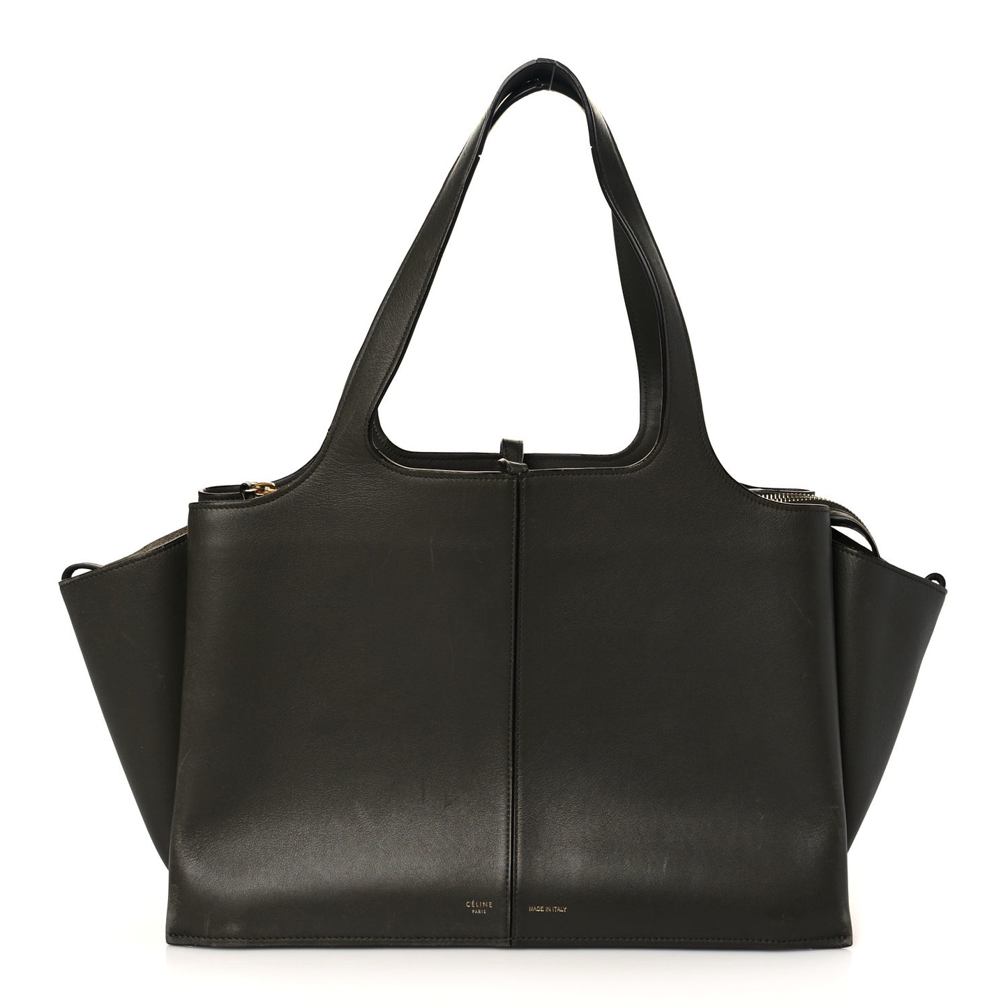 Calfskin Medium Tri-Fold Shoulder Bag Dark Green