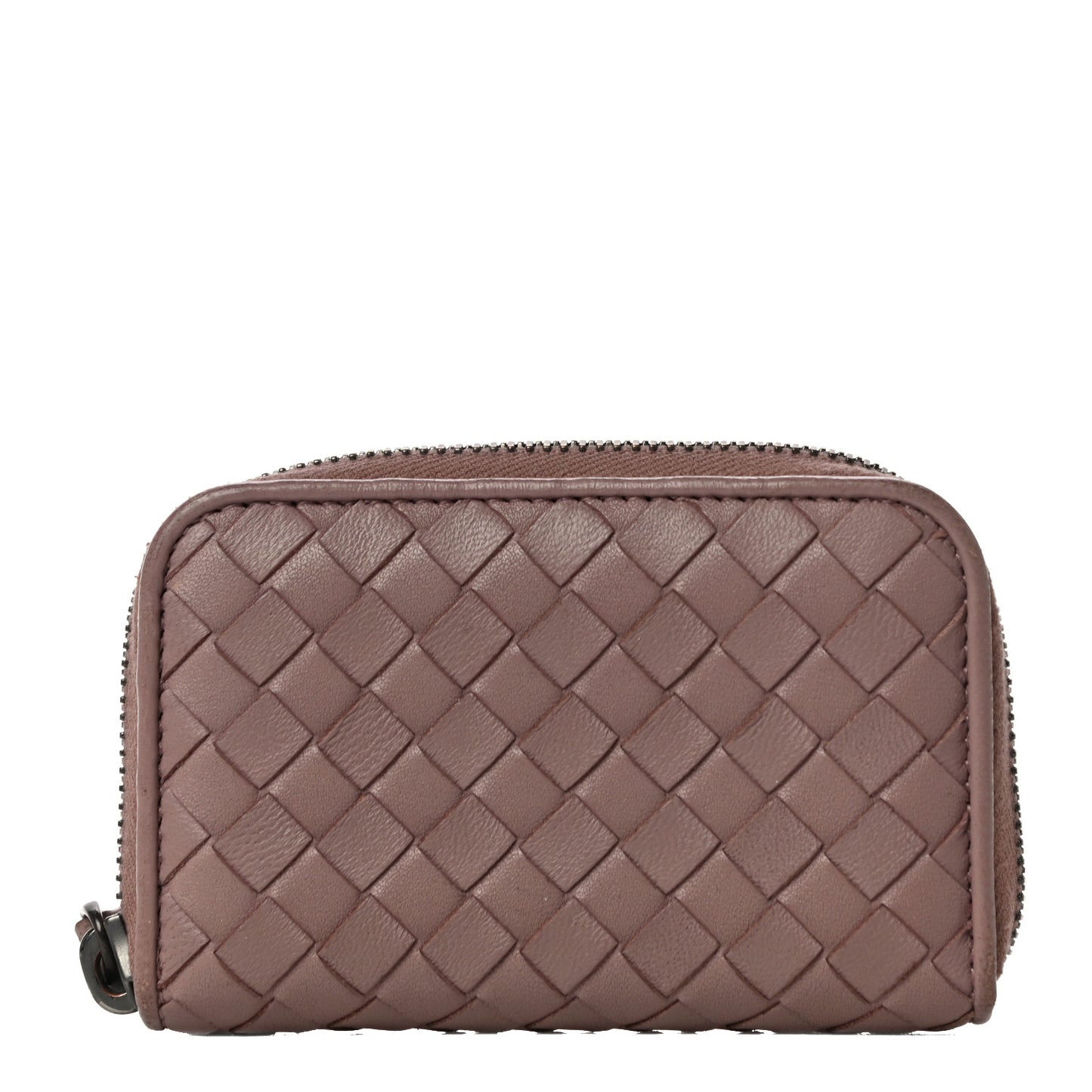 Nappa Intrecciato Zip Around Coin Purse Truffle