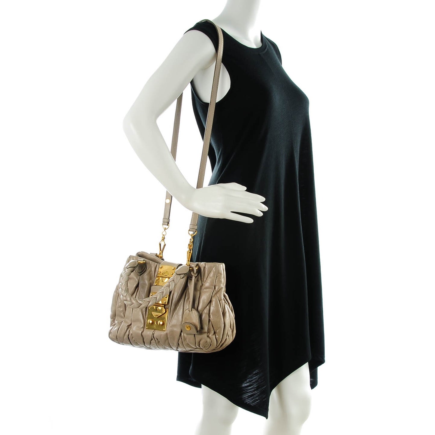 Nappa Matelasse Top Handle Bag Pomice
