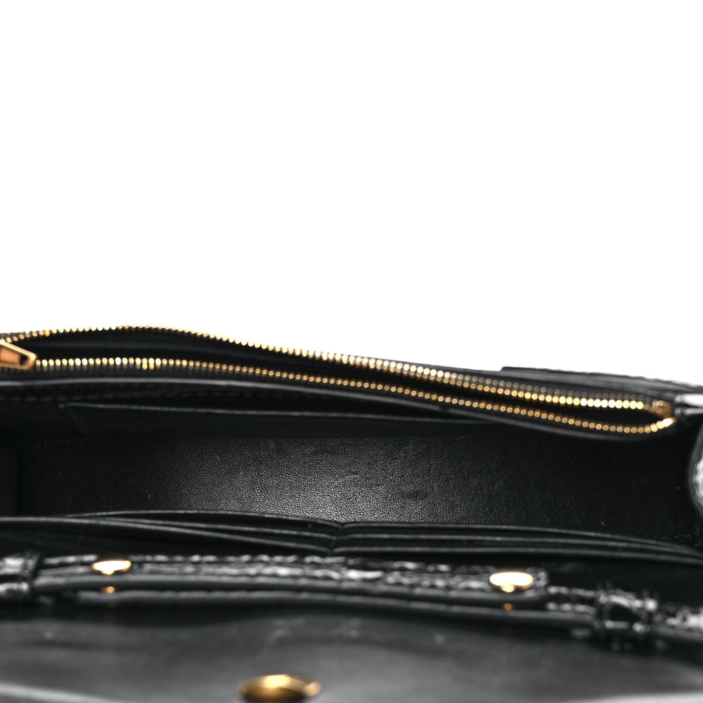 Shiny Calfskin Crocodile Embossed Hourglass Chain Bag Black