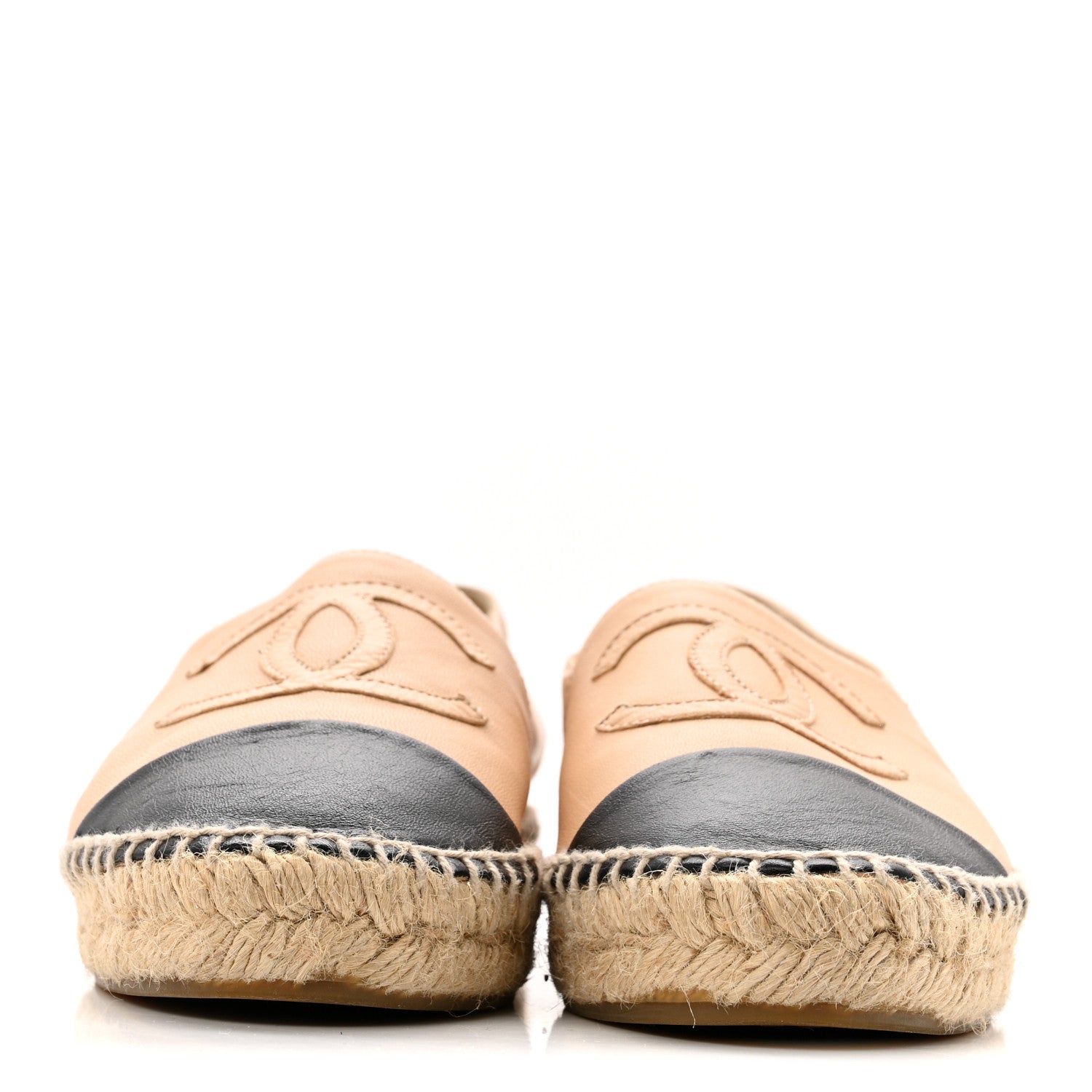 Chanel Lambskin CC Espadrilles 36 Beige Black 3 of 14