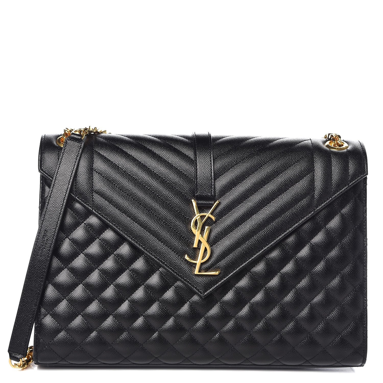 Saint Laurent Grain De Poudre Textured Mixed Matelasse Large Triquilt Monogram Satchel Black 1 of 9