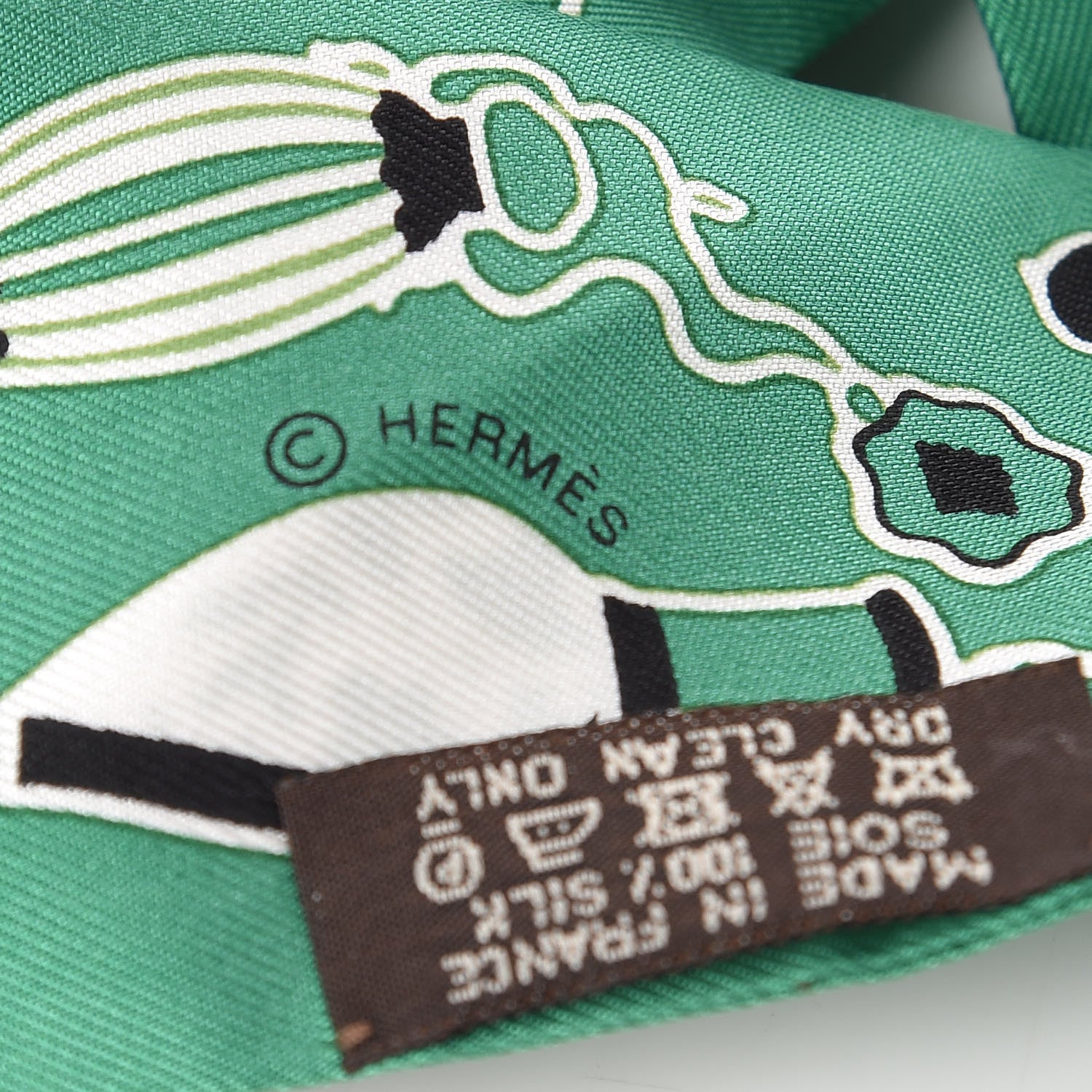 Hermes Silk Les Flacons Bandana Twilly Marron Vert Blanc 4 of 6