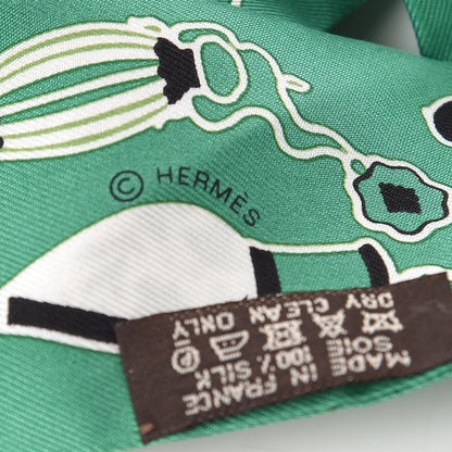 Hermes Silk Les Flacons Bandana Twilly Marron Vert Blanc 4 of 6
