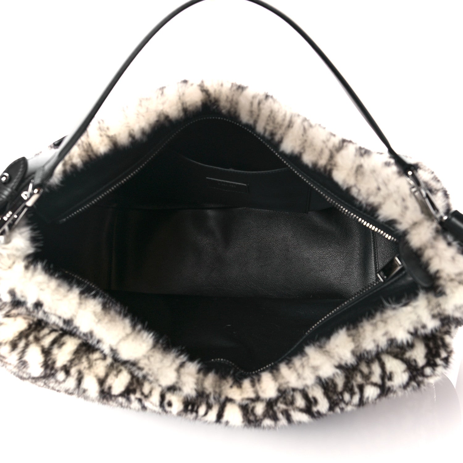 Christian Dior Oblique Mink Fur Saddle Soft Bag Beige Brown 4 of 9