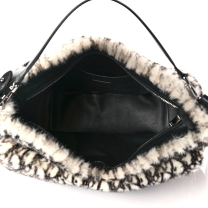 Christian Dior Oblique Mink Fur Saddle Soft Bag Beige Brown 4 of 9