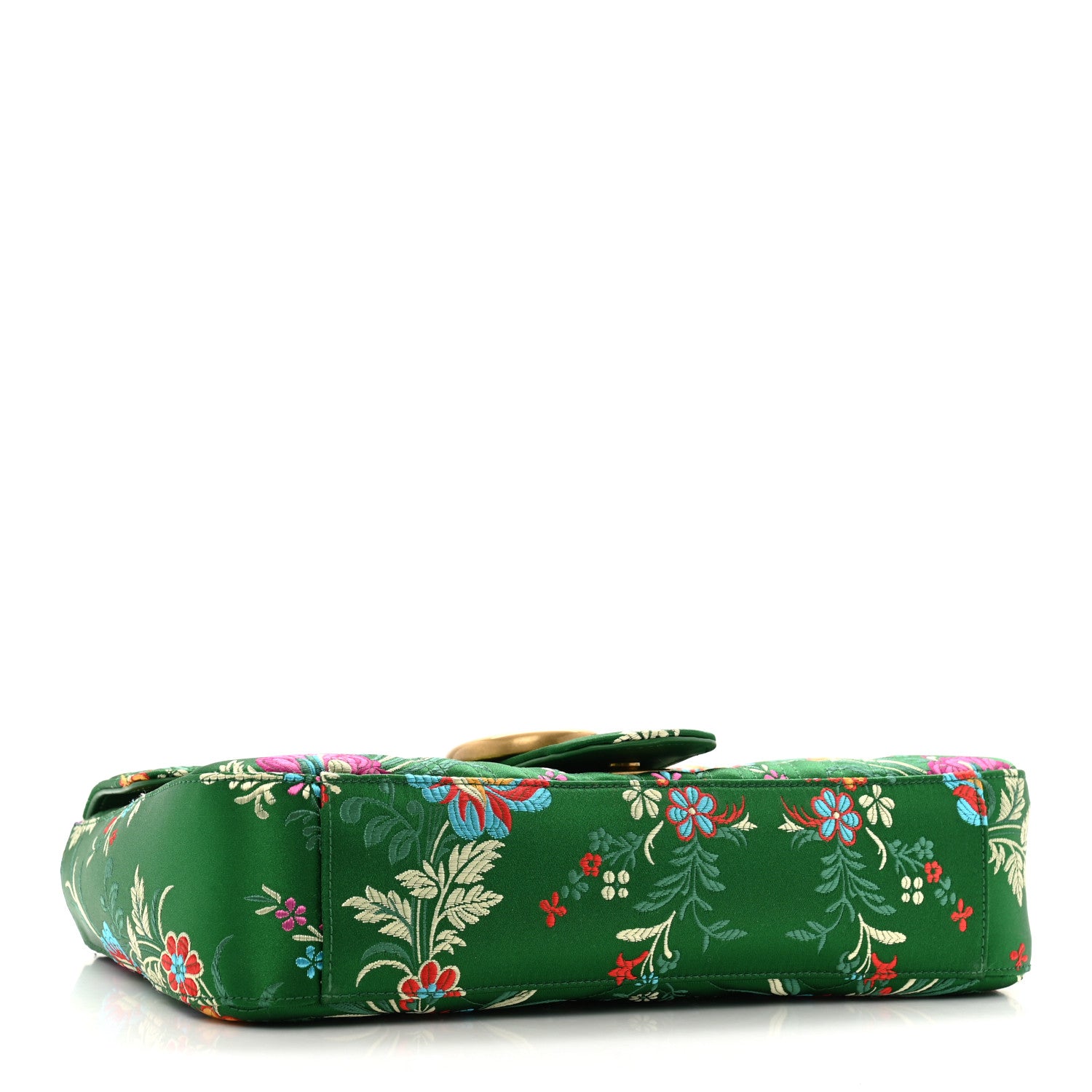 Gucci Jacquard Matelasse Floral Medium GG Marmont Shoulder Bag Green 4 of 12