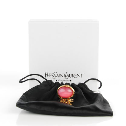 Saint Laurent Glass Cabochon Arty Ovale Ring 8 Gold Pink 4 of 4