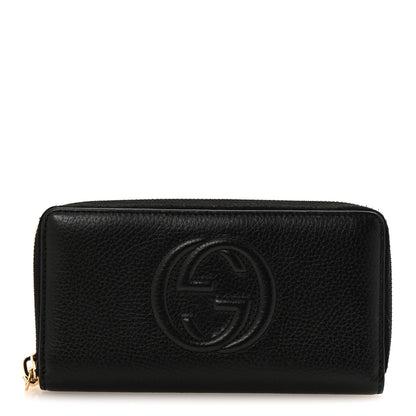 Gucci Pebbled Calfskin Soho Zip Around Wallet Black 1 of 11