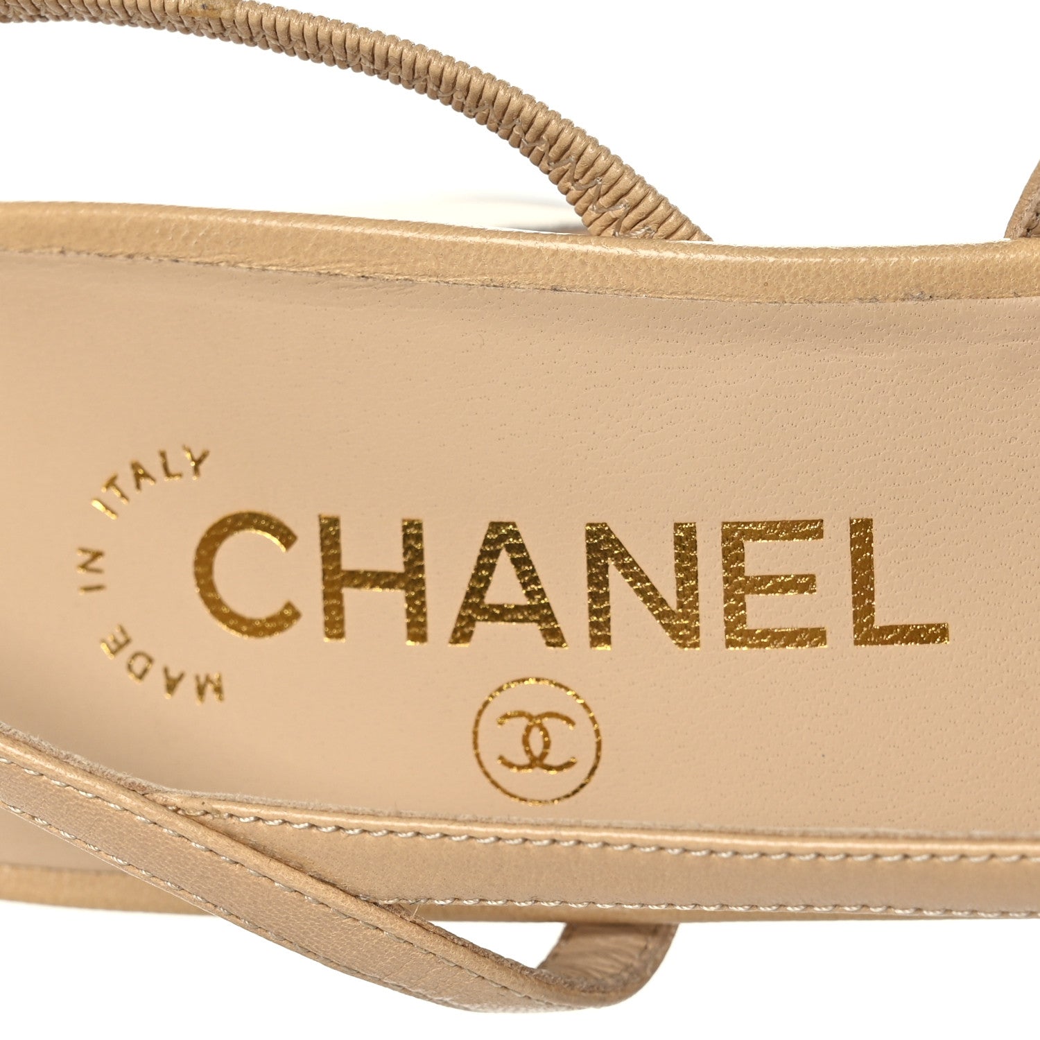 Chanel Lambskin Grosgrain Cap Toe CC Slingback Pumps 39 Beige Black 8 of 9