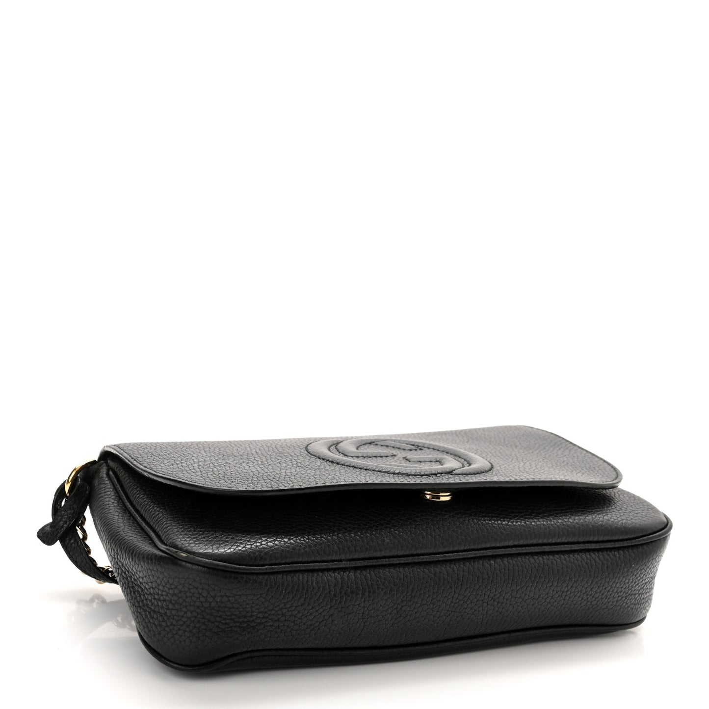 Pebbled Calfskin Medium Soho Flap Crossbody Black