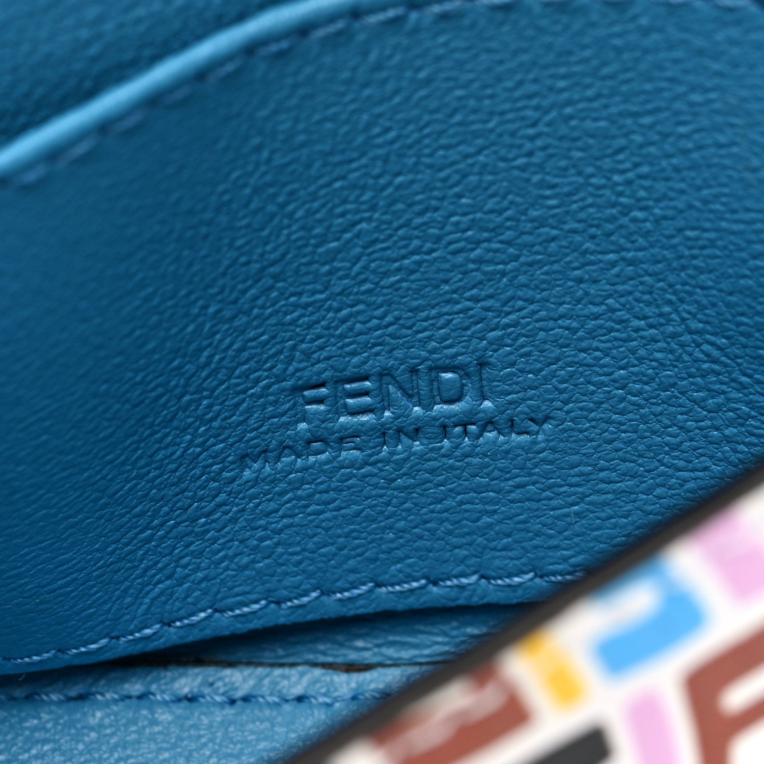 Fendi X SARAH COLEMAN Vitello Liberty Ceylon Micro FF Fish Eye Embossed Nano Baguette Charm Multicolor Cyber Blue 6 of 9