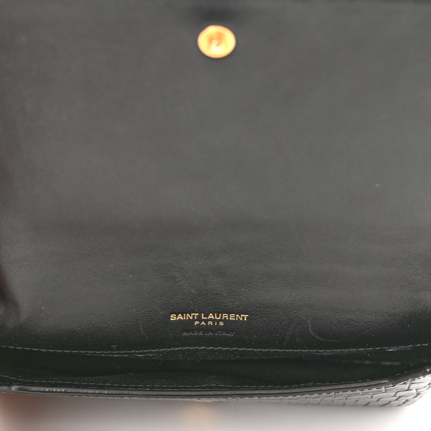 Saint Laurent Crocodile Embossed Monogram Phone Holder Crossbody Black 5 of 9