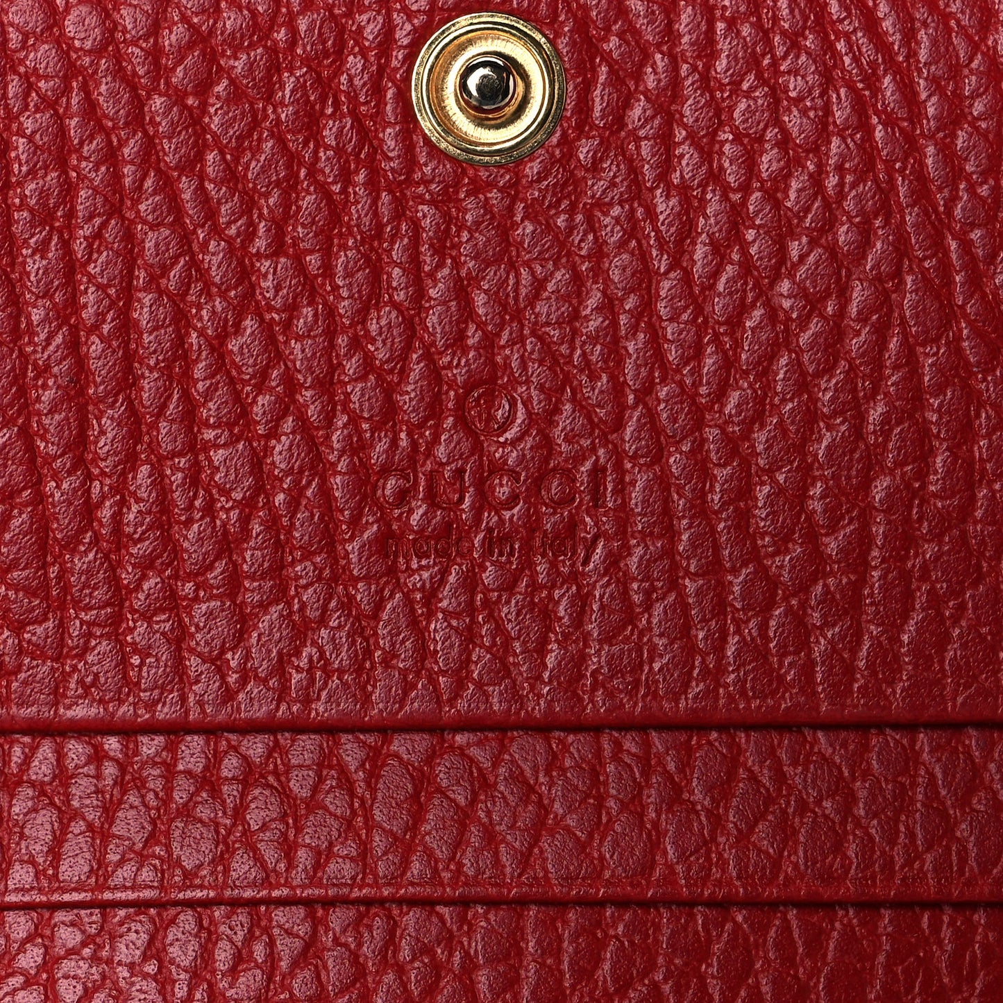 Pebbled Calfskin GG Marmont Card Case Hibiscus Red