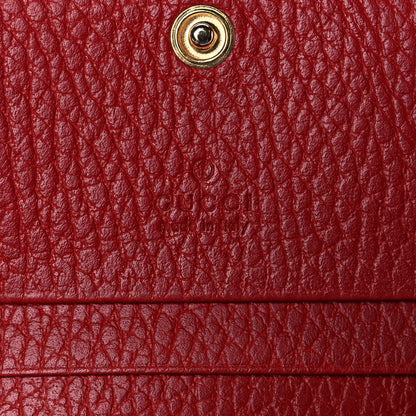 Gucci Pebbled Calfskin GG Marmont Card Case Hibiscus Red 6 of 7