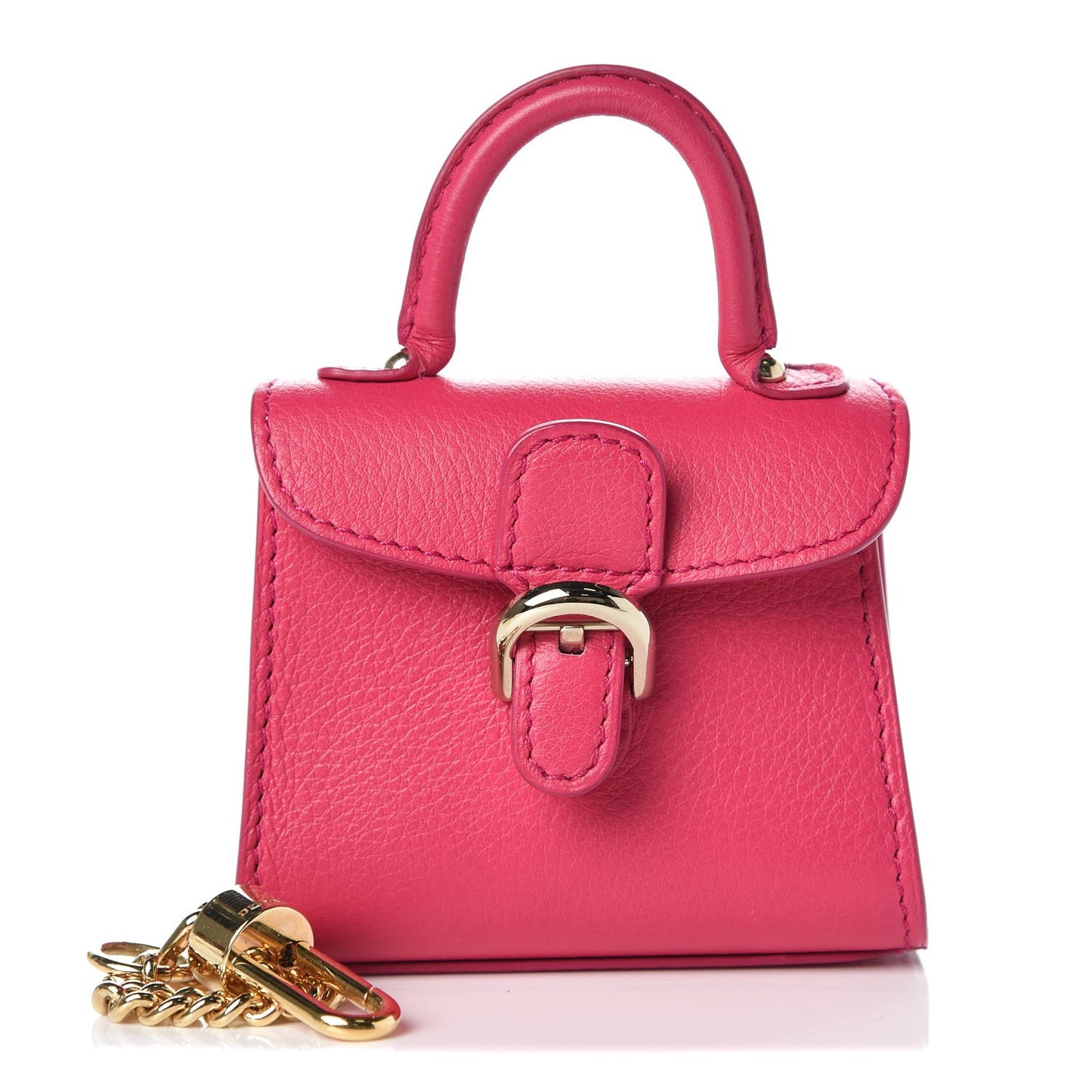 Calfskin Mini Brillant Bag Charm Rose Indien