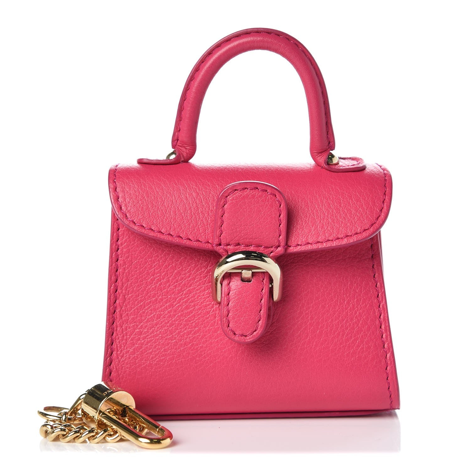Delvaux Calfskin Mini Brillant Bag Charm Rose Indien 1 of 6