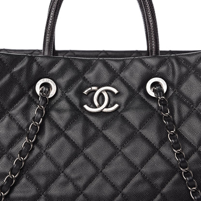Chanel Caviar Lizard Quilted Large Coco Handle Shopping Tote Black 10 of 10