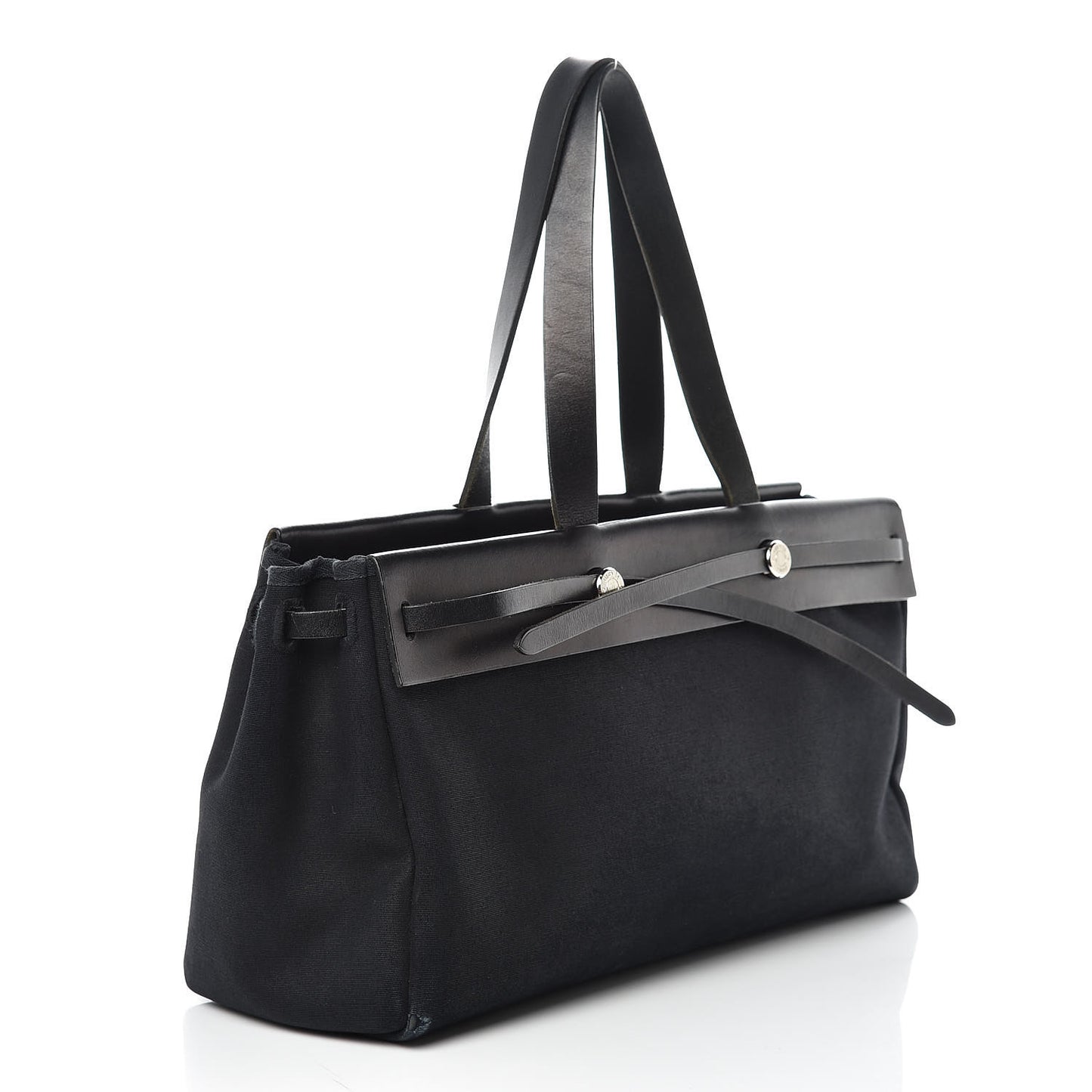 Toile Calfskin Herbag Cabas MM Black