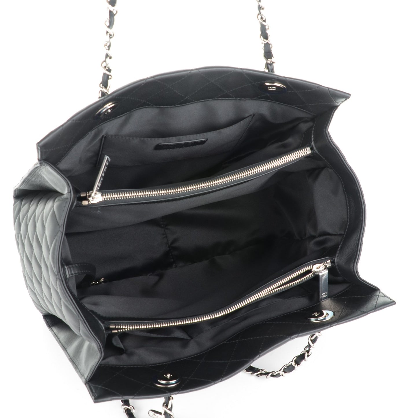 Calfskin Quilted Large Chic and Soft Shopping Tote Black