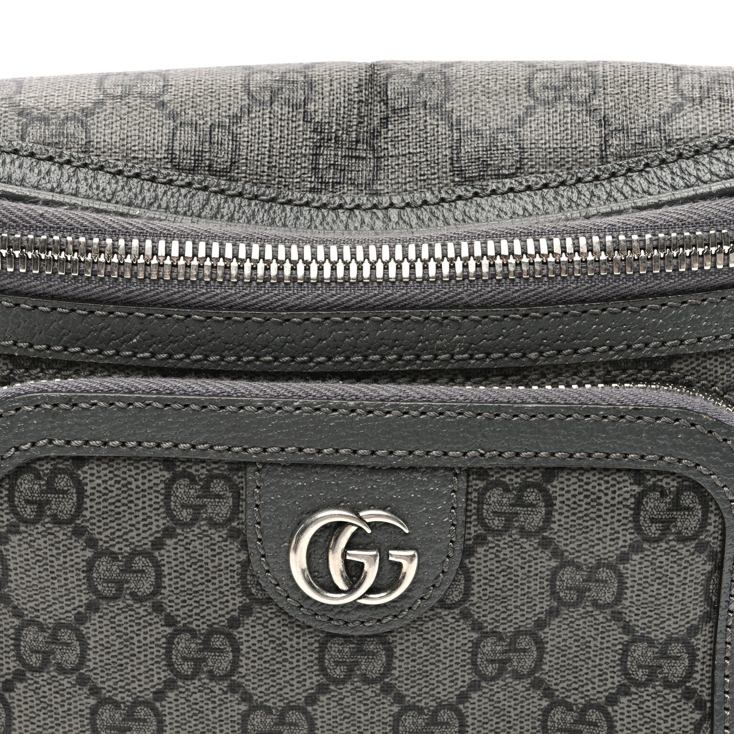 Gucci GG Supreme Monogram Textured Dollar Calfskin Ophidia Belt Bag Grey Black Graphite Grey 8 of 10