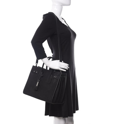 Saint Laurent Crocodile Embossed Suede Small Supple Sac de Jour Black 2 of 8