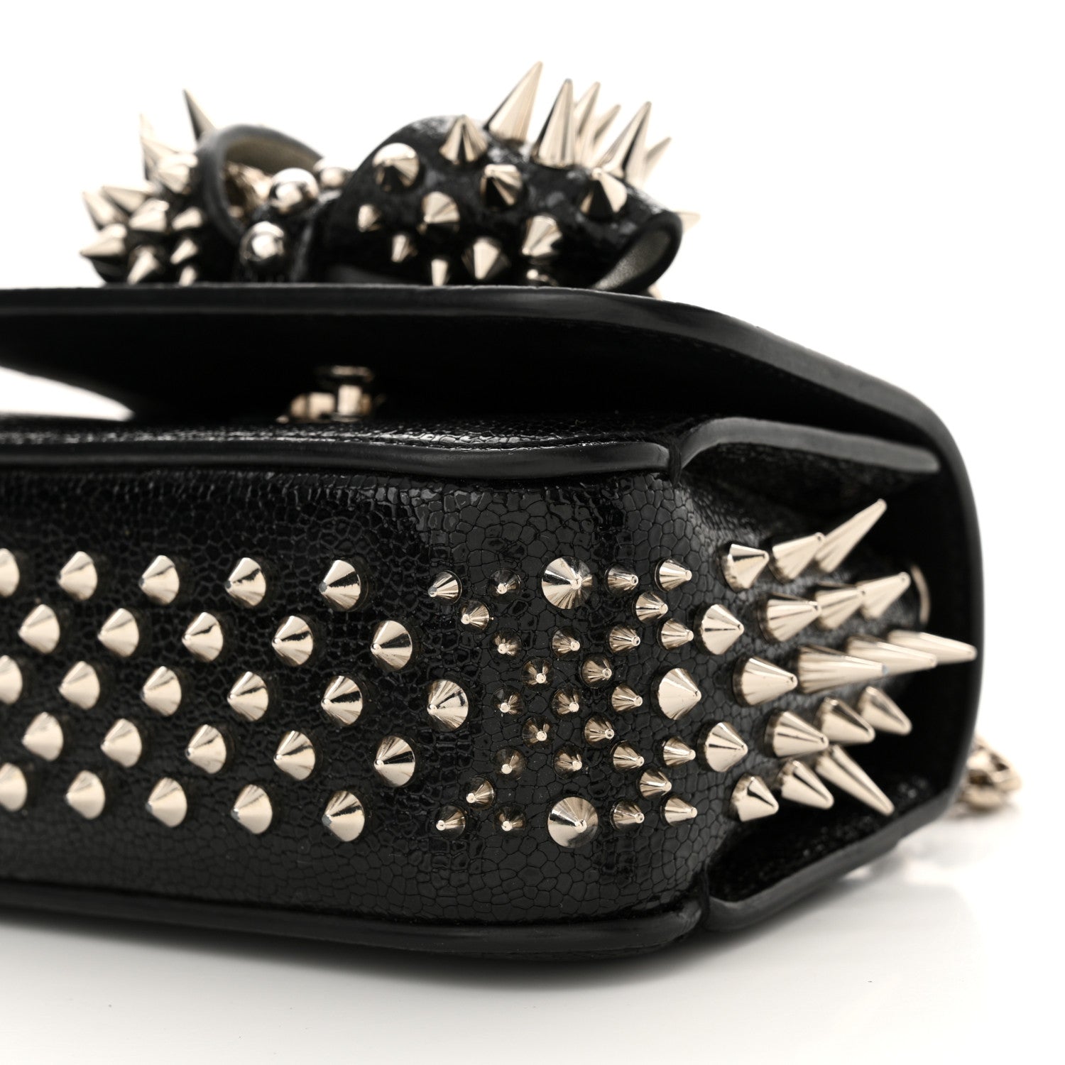 Christian Louboutin Jurassic Calfskin Spikes Sweety Charity NV Crossbody Bag Black Silver 9 of 9