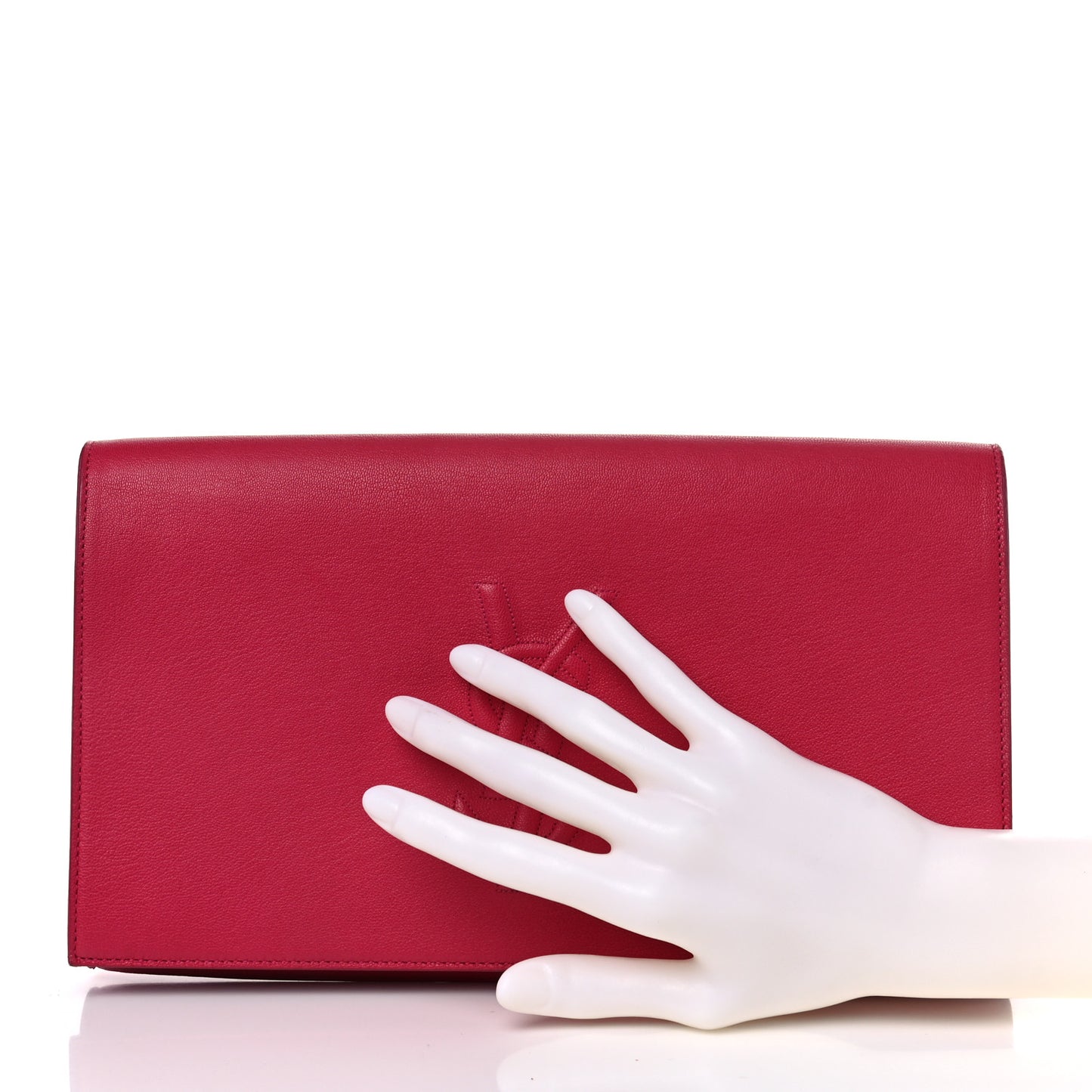 Calfskin Monogram Large Belle De Jour Clutch Lipstick Fuchsia