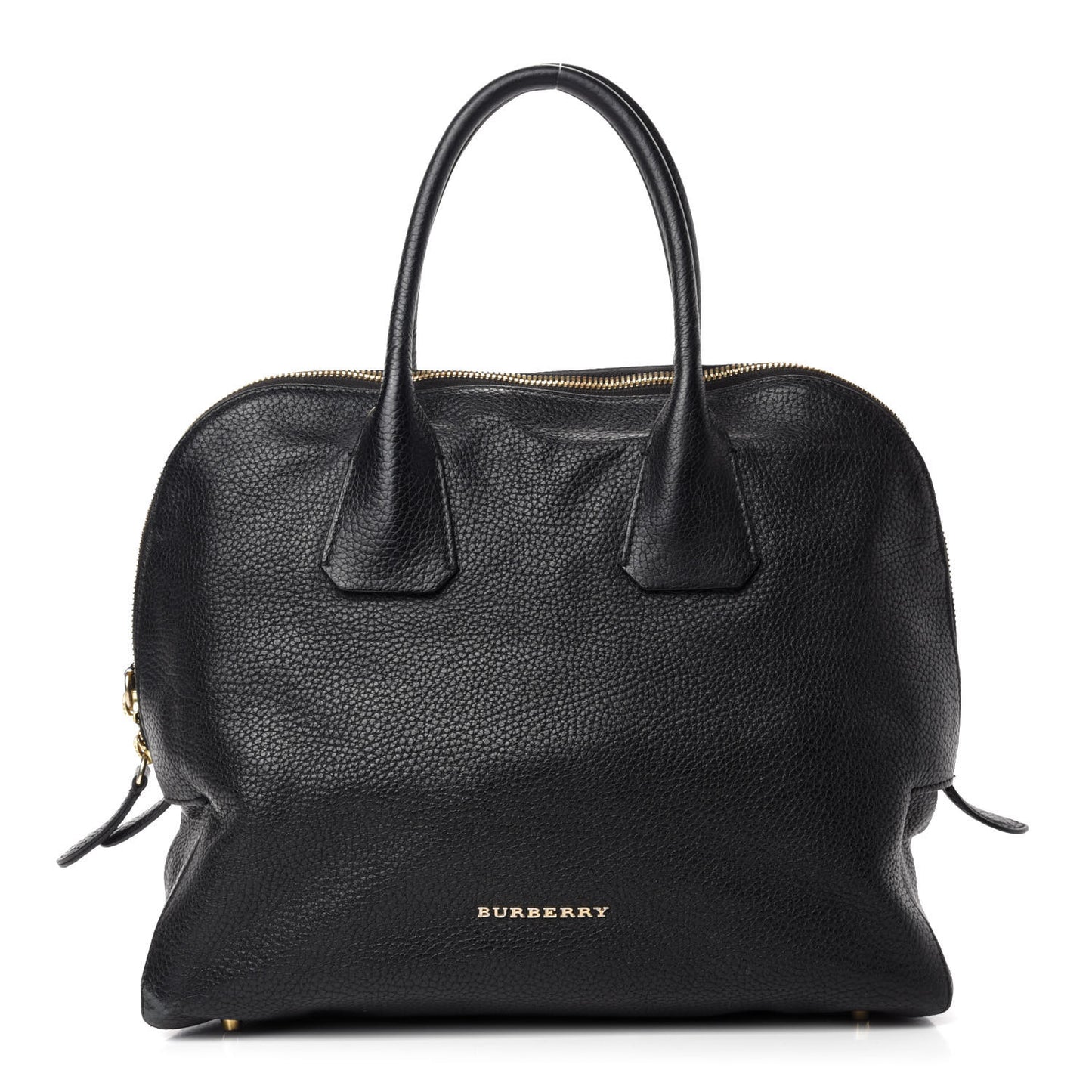 London Grainy Calfskin Medium Greenwood Bowling Bag Black