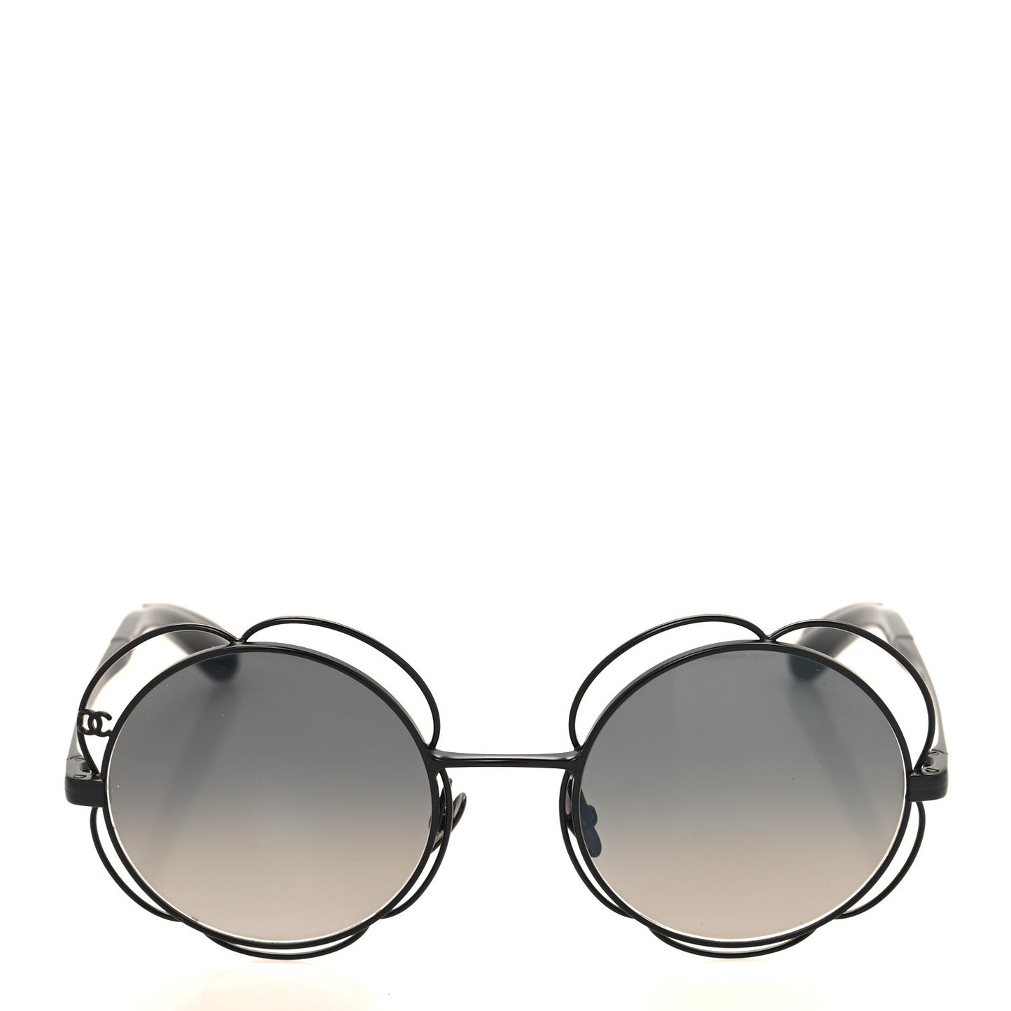 Metal Round Camellia Sunglasses 71573 Black