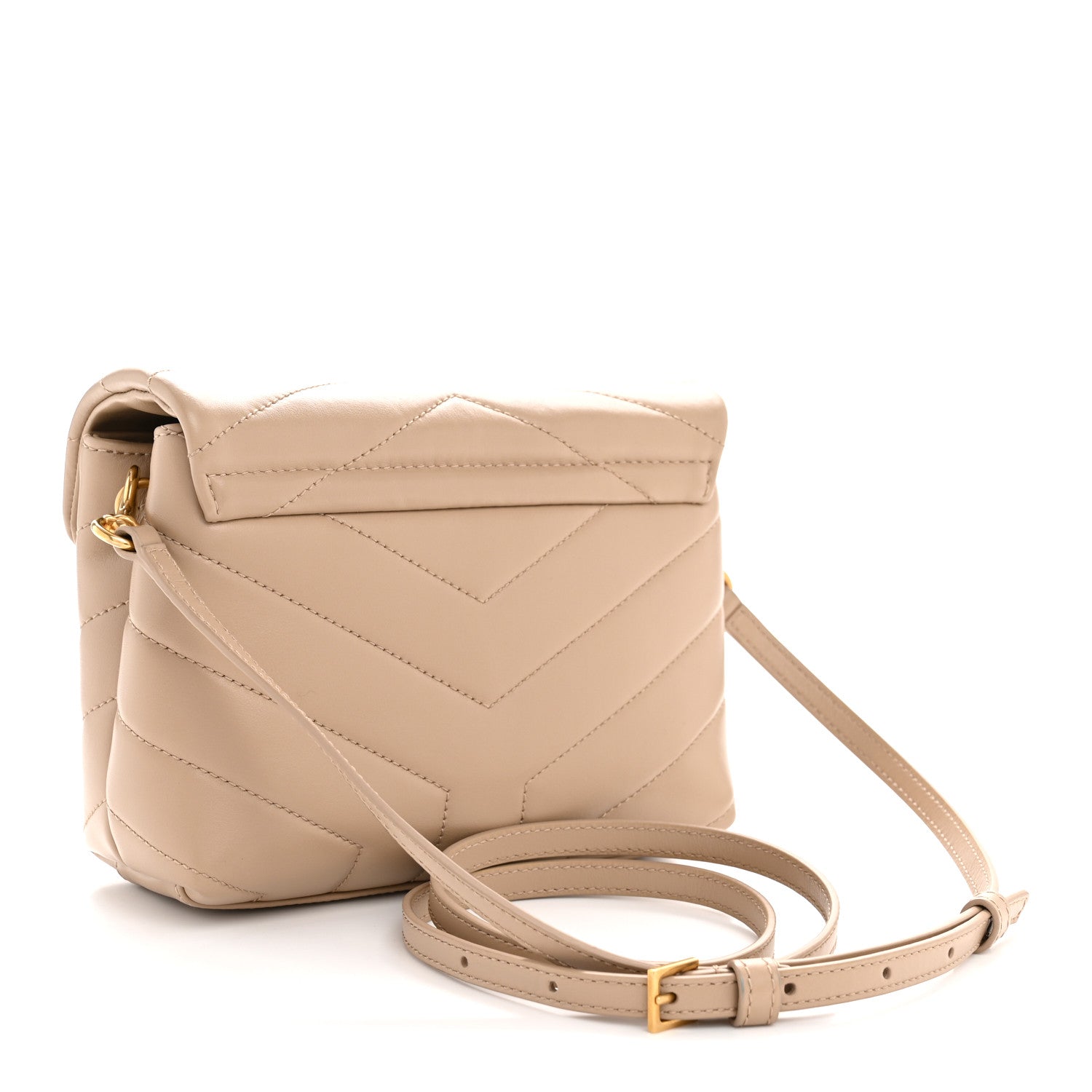 Saint Laurent Calfskin Y Quilted Monogram Toy Loulou Crossbody Bag Dark Beige 3 of 11