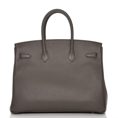 Hermes Taurillon Clemence Birkin 35 Etain 5 of 41