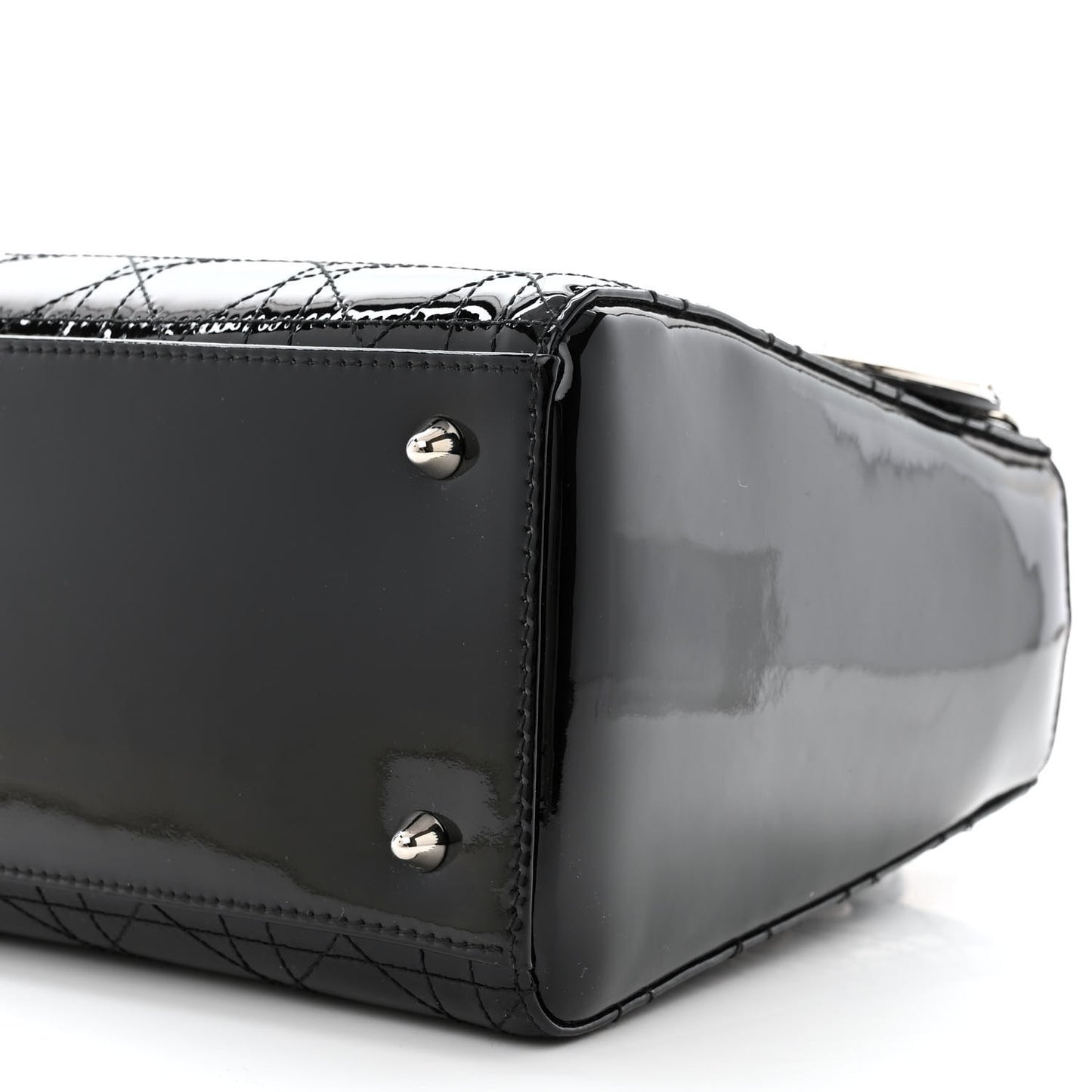 Patent Cannage Stitched Medium Lady Dior Black