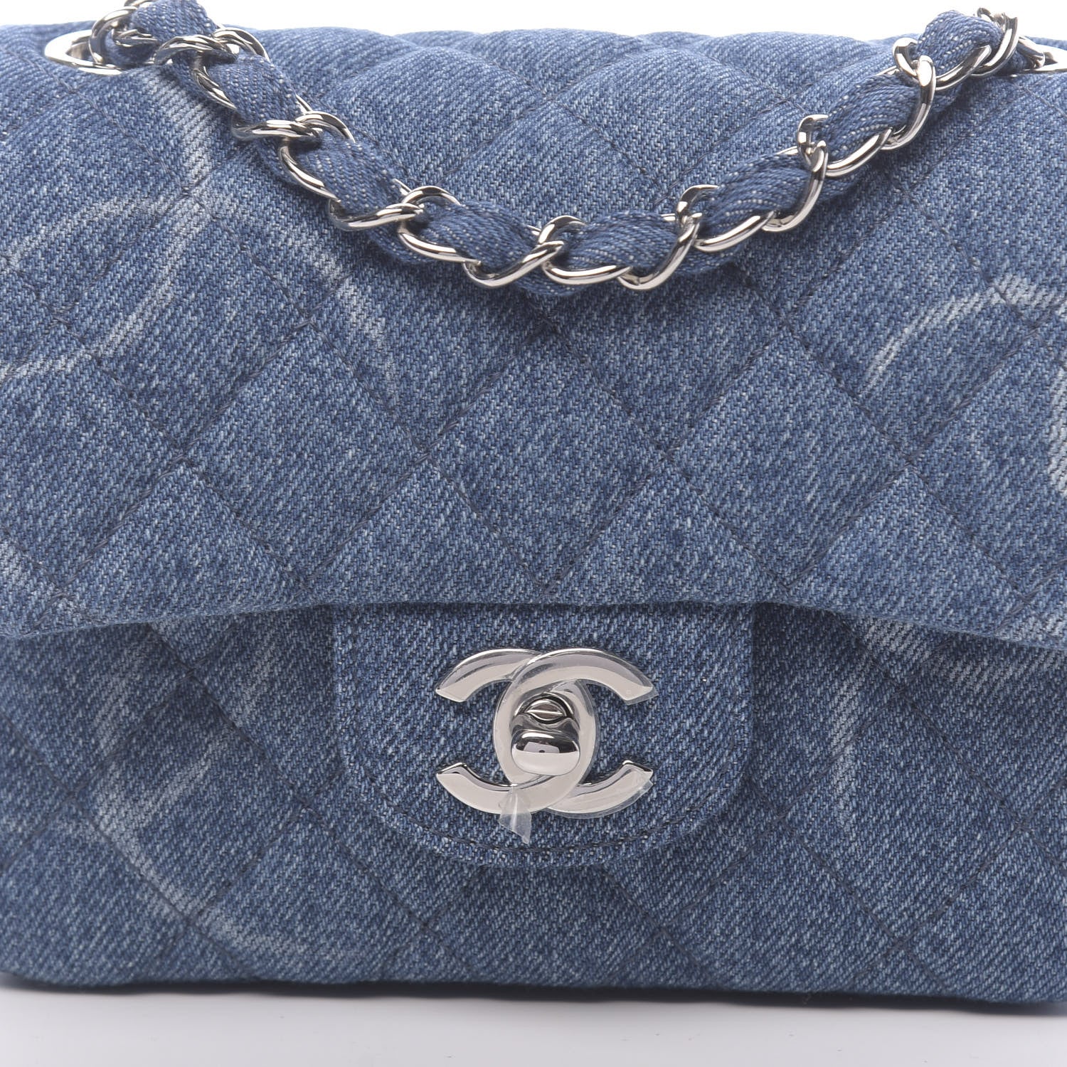 Chanel Denim CC Quilted Mini Square Flap Blue 10 of 11