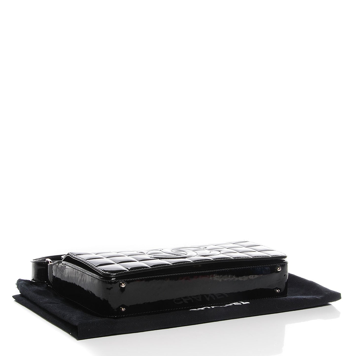 Patent Quilted CC Chocolate Bar Flap Black