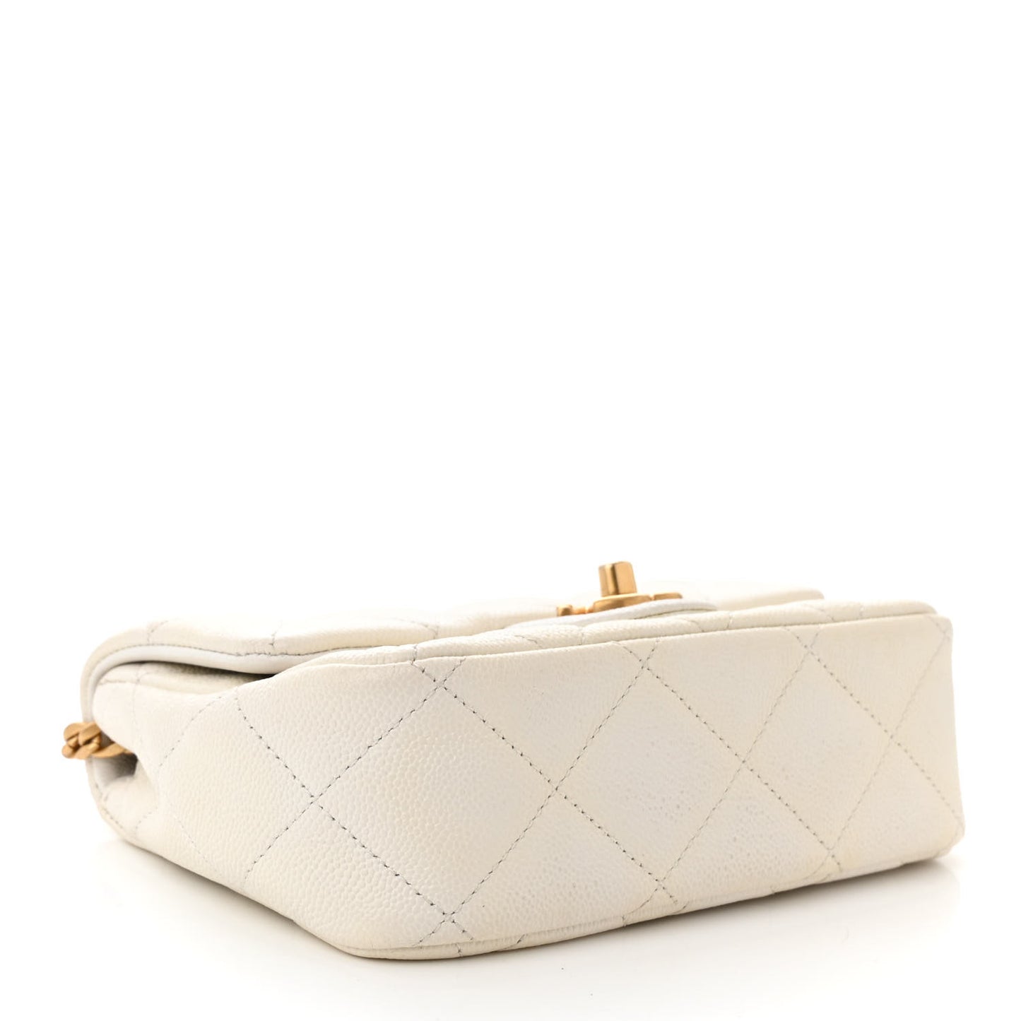 Caviar Quilted Mini Sweetheart Flap White