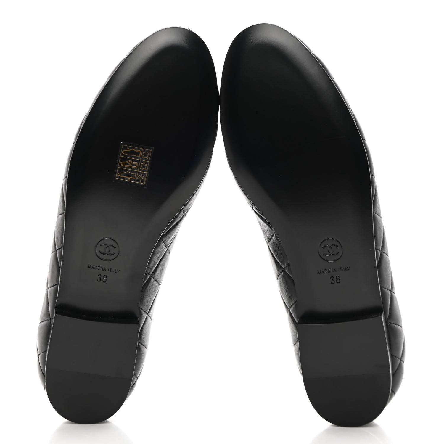 Chanel Lambskin Quilted CC Ballerina Flats 38 Black 5 of 12