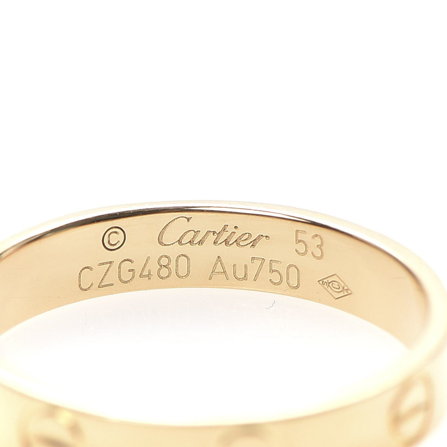 18K Yellow Gold 3.5mm LOVE Wedding Band Ring 53 6.25
