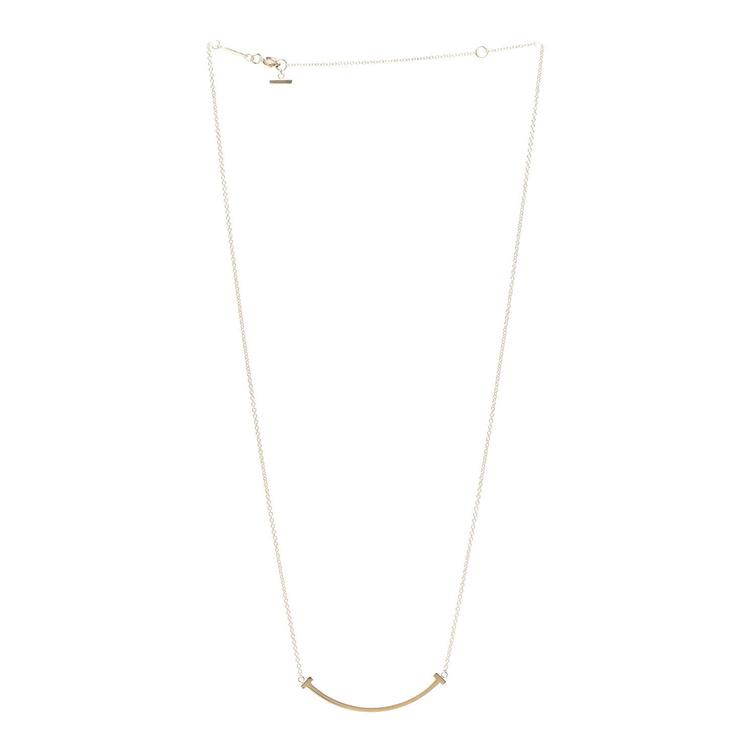 Tiffany 18K Yellow Gold Small T Smile Pendant Necklace 3 of 6