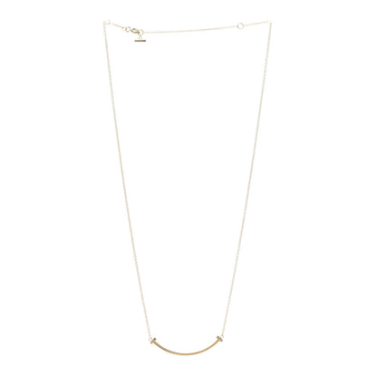 Tiffany 18K Yellow Gold Small T Smile Pendant Necklace 3 of 6