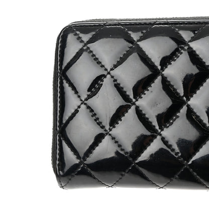 Chanel Patent Quilted Zip Around Wallet Black 9 of 10