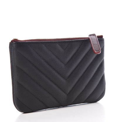 Chanel Caviar Chevron Quilted Small Cosmetic Case Black 3 of 10