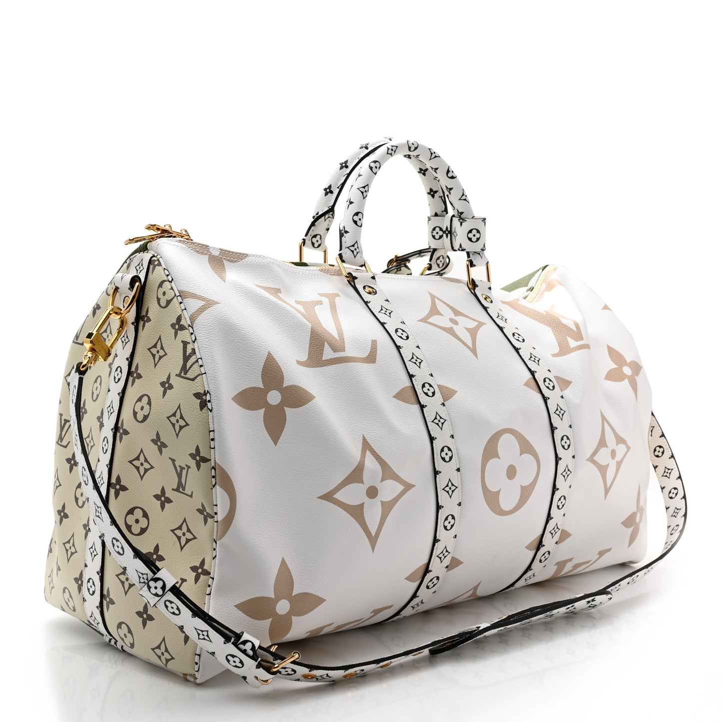 Monogram Giant Keepall Bandouliere 50 Kaki Beige