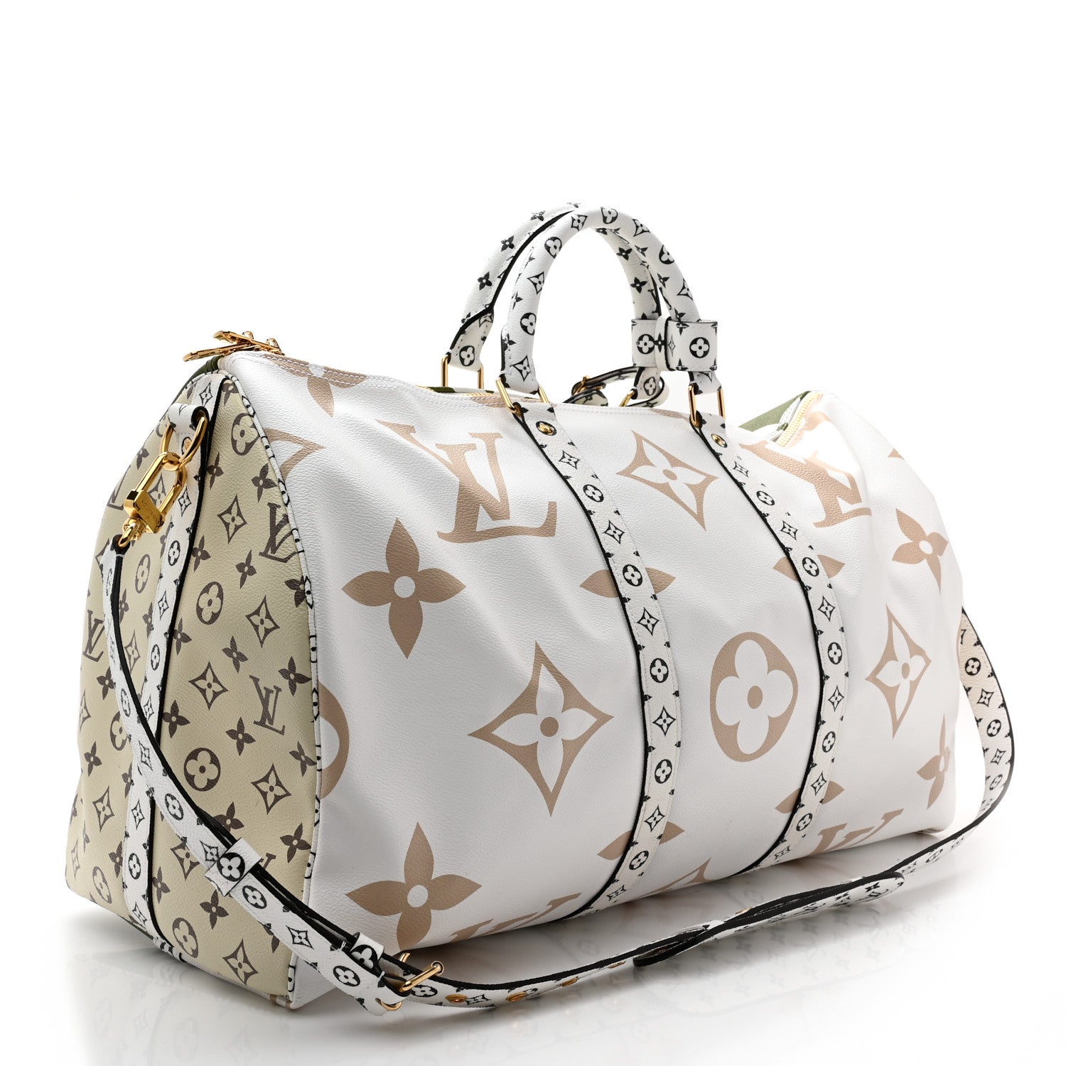 Louis Vuitton Monogram Giant Keepall Bandouliere 50 Kaki Beige 3 of 14