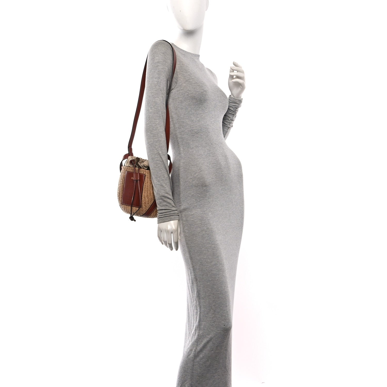 Chloe X MIFUKO Raffia Calfskin Basket Shoulder Bag Brown 2 of 10