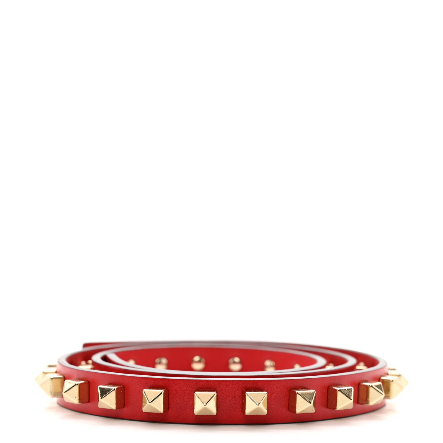 Valentino Garavani Calfskin Rockstud Belt 85 34 Red 2 of 5