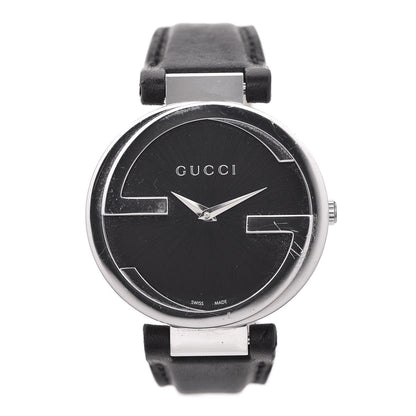 Gucci Stainless Steel Calfskin 37mm Interlocking G Quartz Watch Black 1 of 8