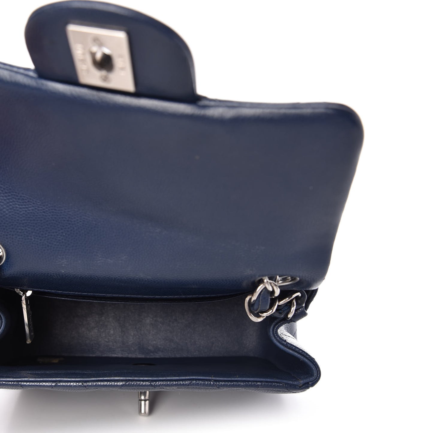 Caviar Quilted Mini Square Flap Blue