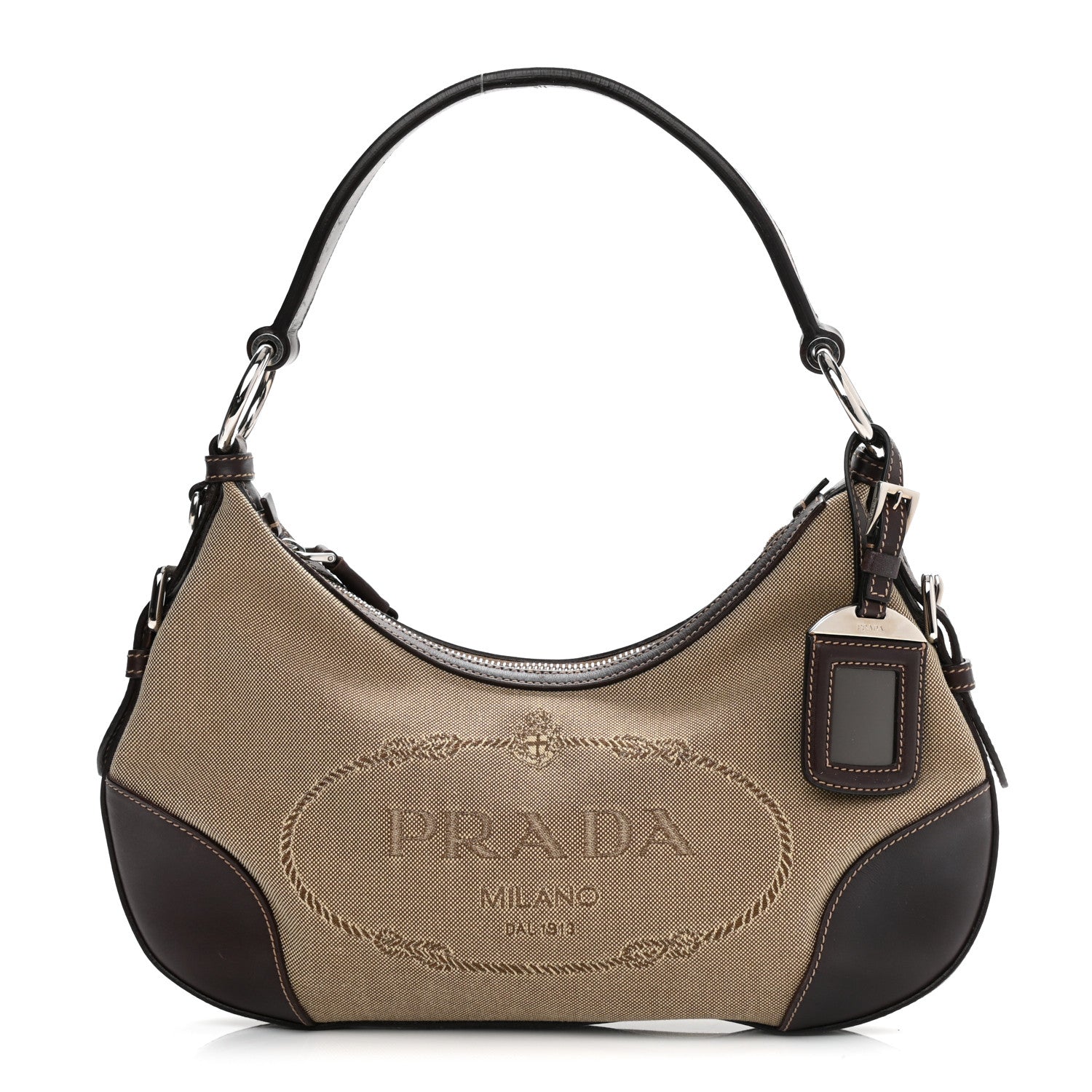 Prada Jacquard Logo Hobo Corda Bruciato 1 of 10
